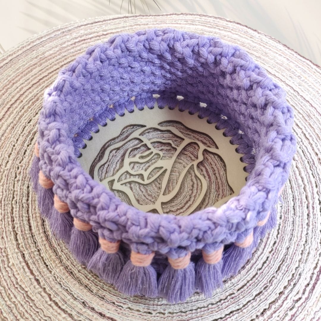 au-bonheur-de-petite-fleur-corbeille-macram-violet-coton-peign-fait-main image 4