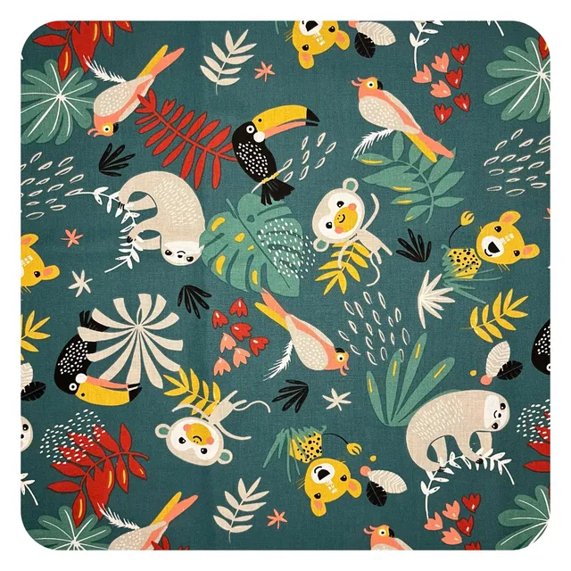jane-couture-tissus-en-vente-jungle-party-tissu-coton-vert image 1