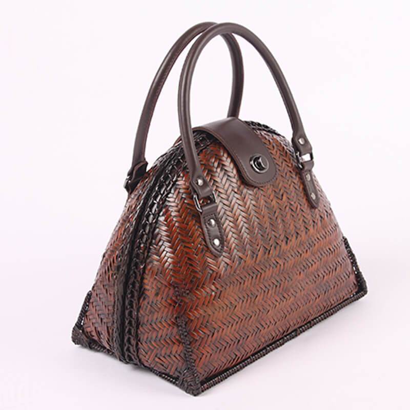 hilloo-luxe-sac-bambou-tress-main-anses-cuir image 2