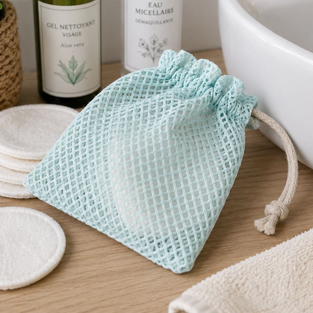 au-bonheur-de-petite-fleur-filet-lavage-coton-bio-bleu-lingettes image 1