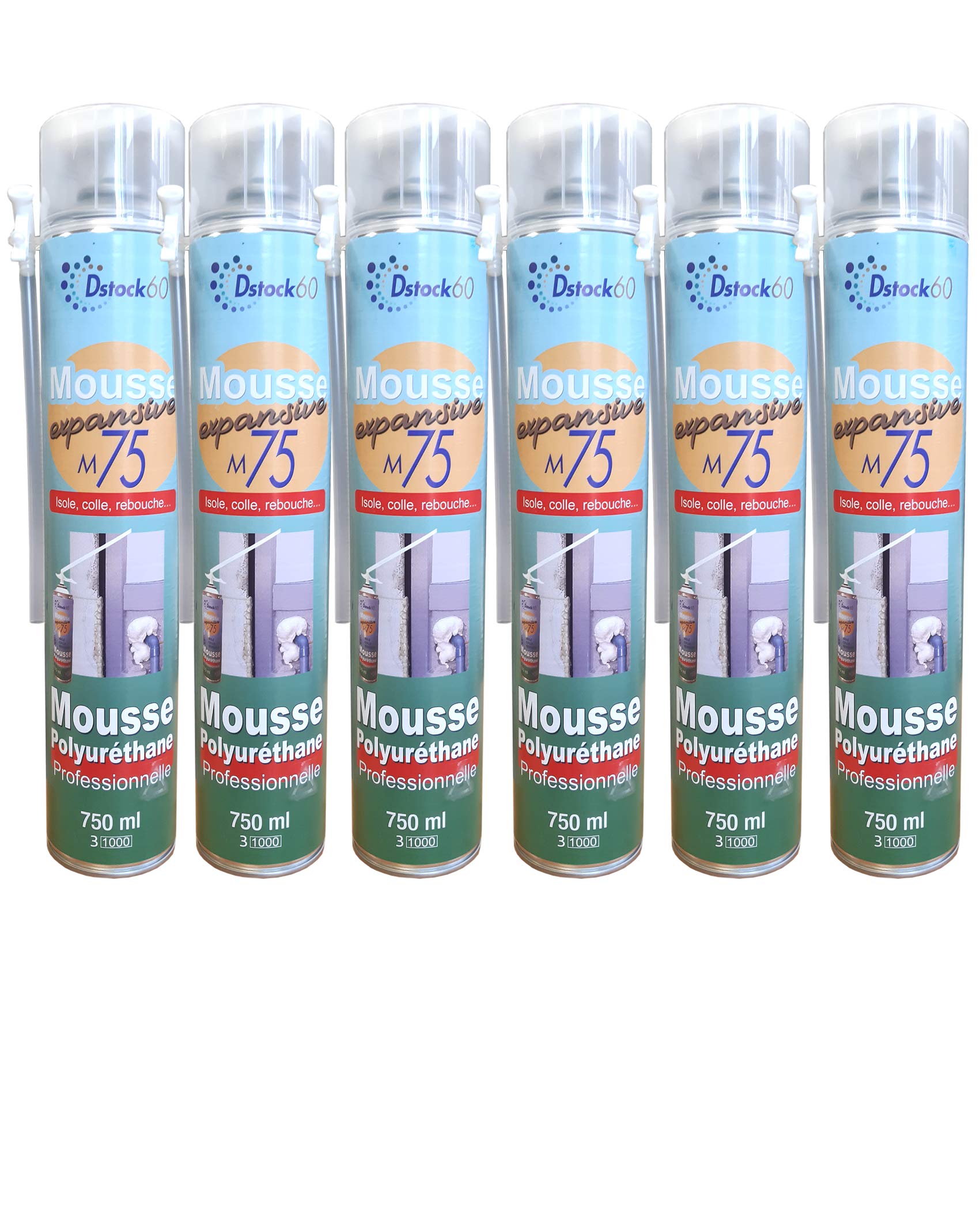 dstock60-mousse-expansive-manuelle-750-ml-polyur-thane-lot-de-6-isole image 1