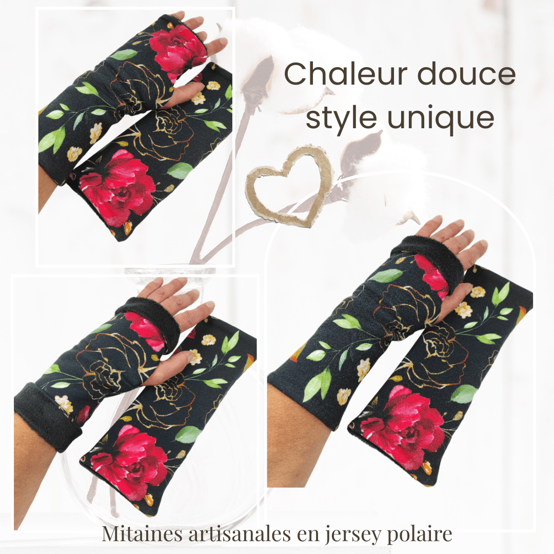 au-bonheur-de-petite-fleur-mitaines-femme-polaire-noires-coton-oeko-tex image 2