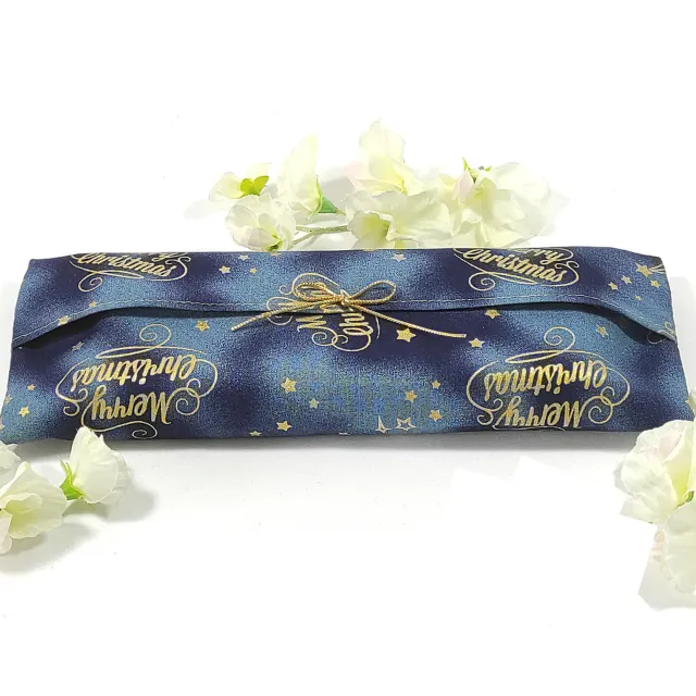 au-bonheur-de-petite-fleur-pochette-cadeau-no-l-bleue-merry-christmas-25x9-cm image 1