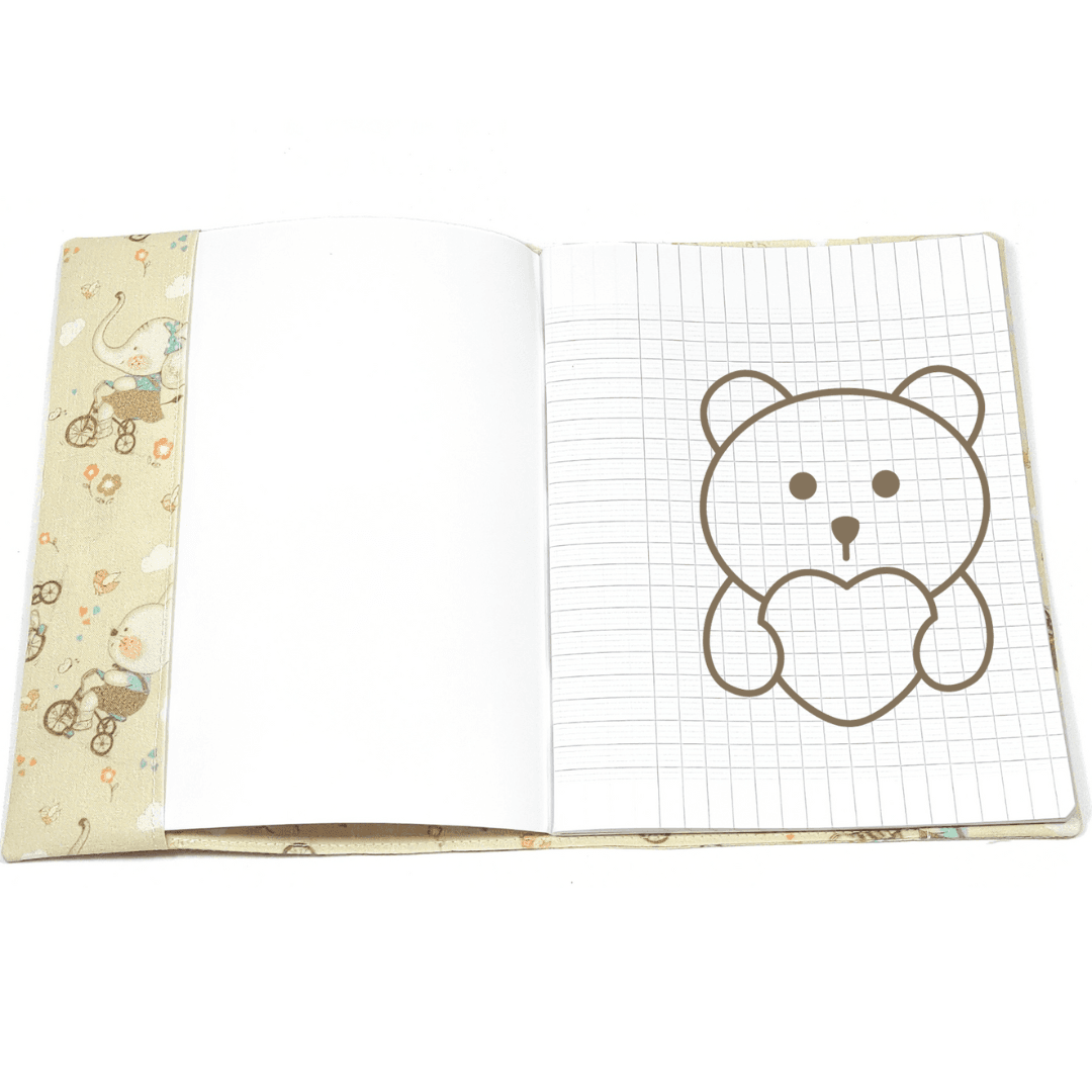 au-bonheur-de-petite-fleur-prot-ge-cahier-oursons-v-lo-17x22-cm-coton-bio image 2