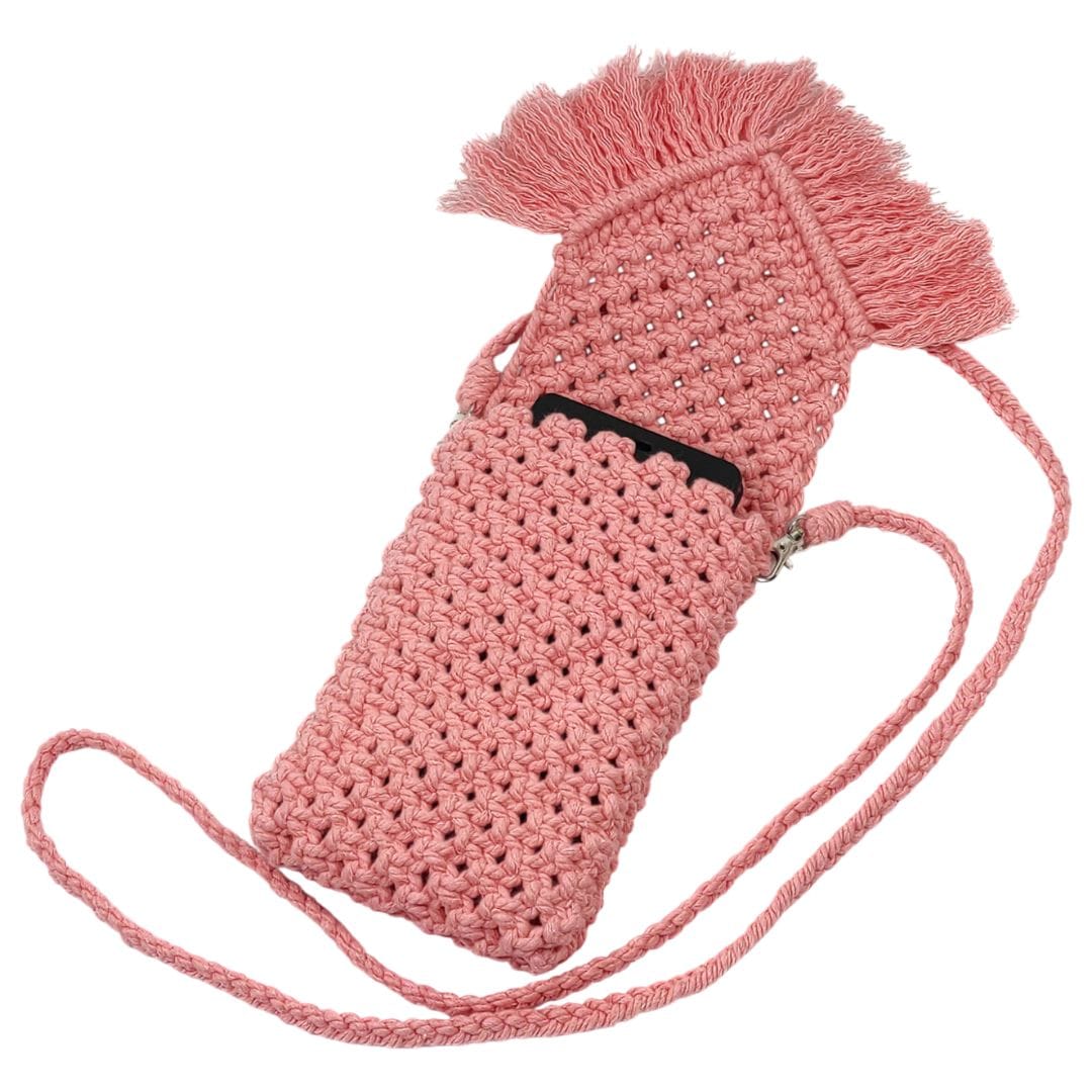 au-bonheur-de-petite-fleur-pochette-t-l-phone-macram-rose-bandouli-re-coton image 4