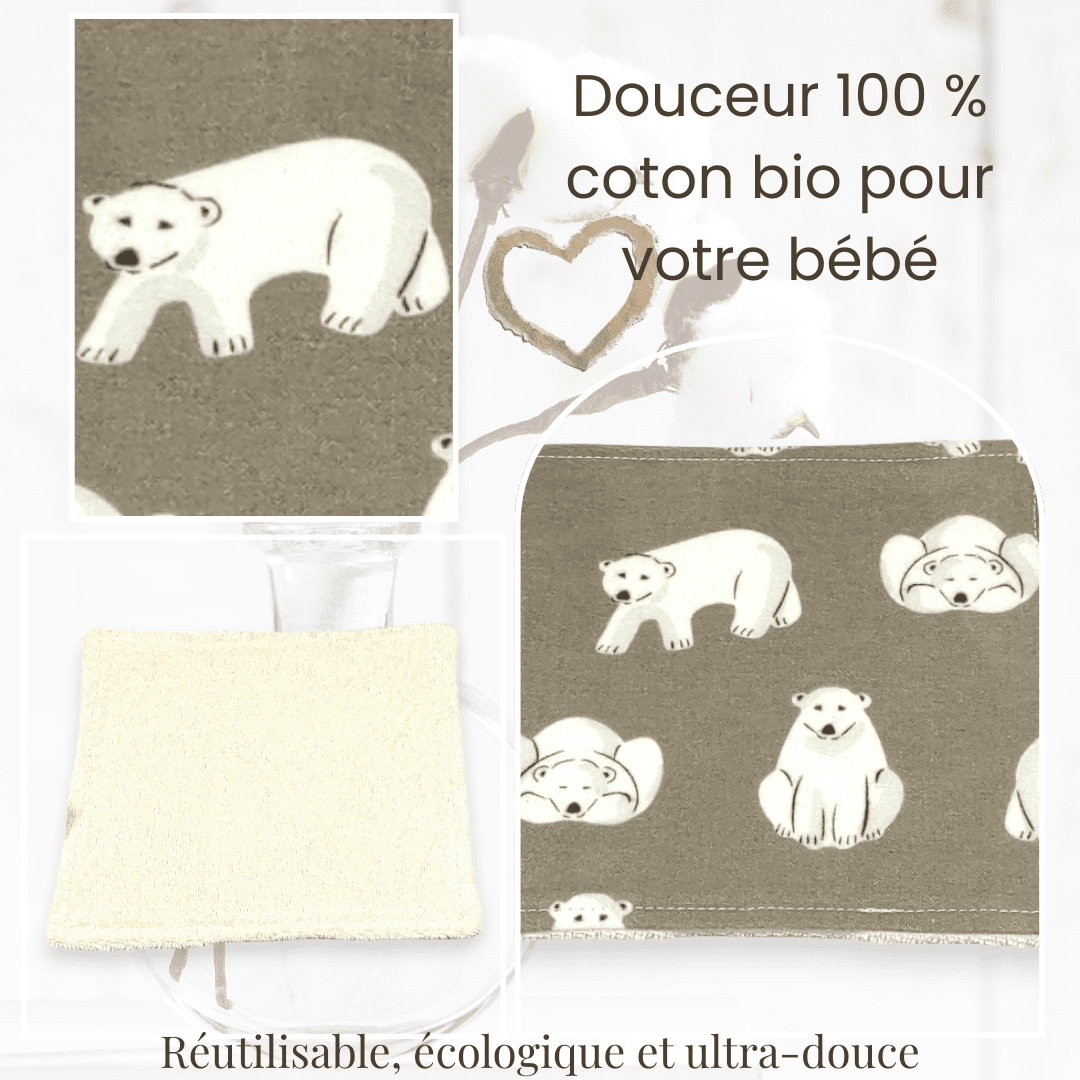 au-bonheur-de-petite-fleur-lingettes-b-b-ours-polaire-15-15-coton-bio image 4