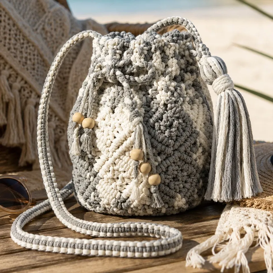 au-bonheur-de-petite-fleur-sac-macram-bandouli-re-gris-blanc-coton-fait-main image 1