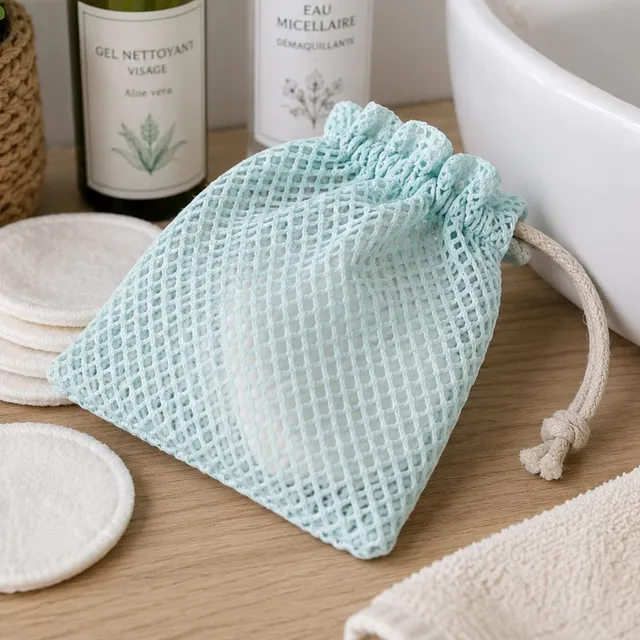 au-bonheur-de-petite-fleur-filet-lavage-coton-bio-bleu-lingettes image 1