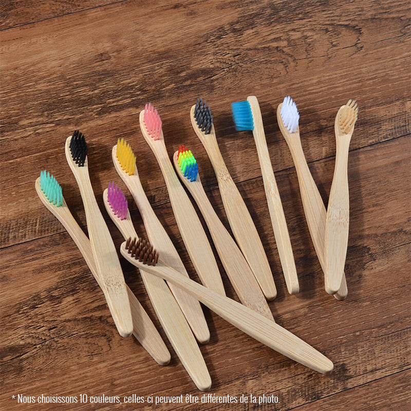 hilloo-brosses-dents-bambou-enfant-brosse-naturel-lot-10-multicolore image 2