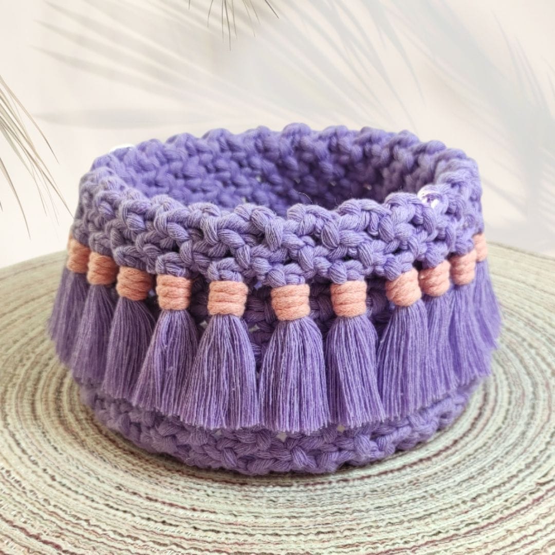 au-bonheur-de-petite-fleur-corbeille-macram-violet-coton-peign-fait-main image 2