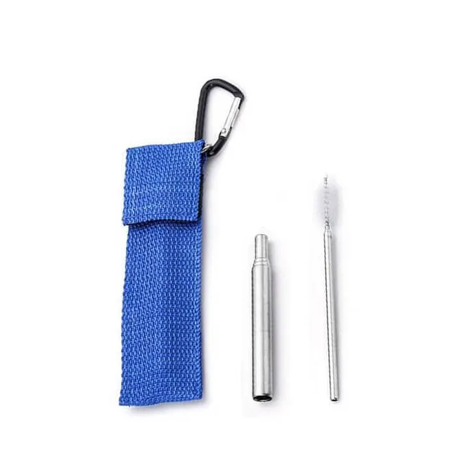 hilloo-pailles-inox-r-tractable-paille-bleue-pochette image 1