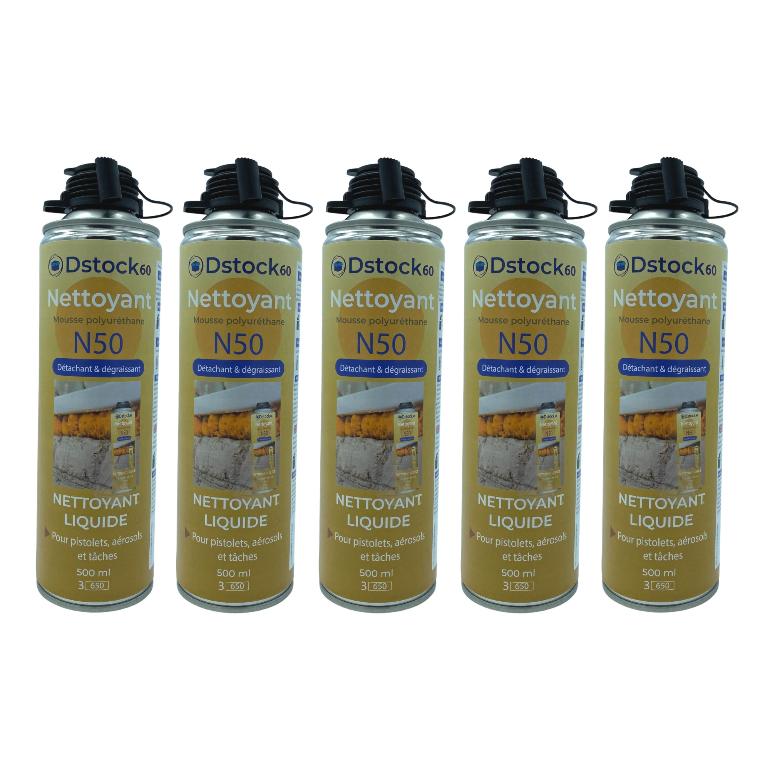 dstock60-lot-5-nettoyants-mousse-expansive-polyur-thane-500ml-pistolet image 1