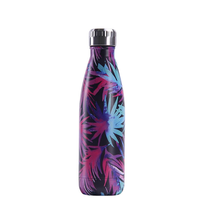 hilloo-bouteille-inox-feuilles-bleues-roses-500-ml image 1