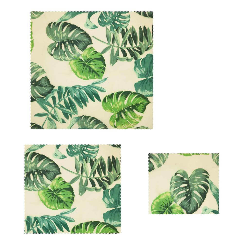 hilloo-feuilles-vertes-bee-wrap-cire-d-abeille-3-pi-ces-coton image 2