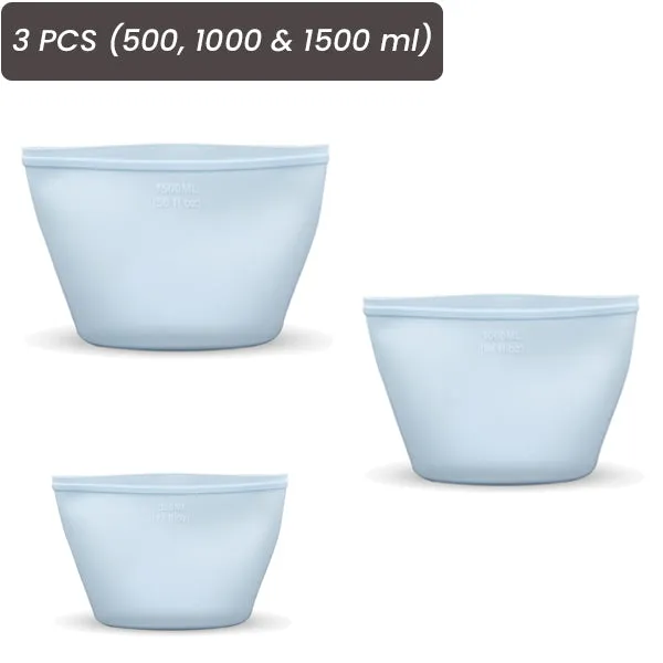 hilloo-sac-silicone-lavable-lot-3-bleu-500-1500ml image 1