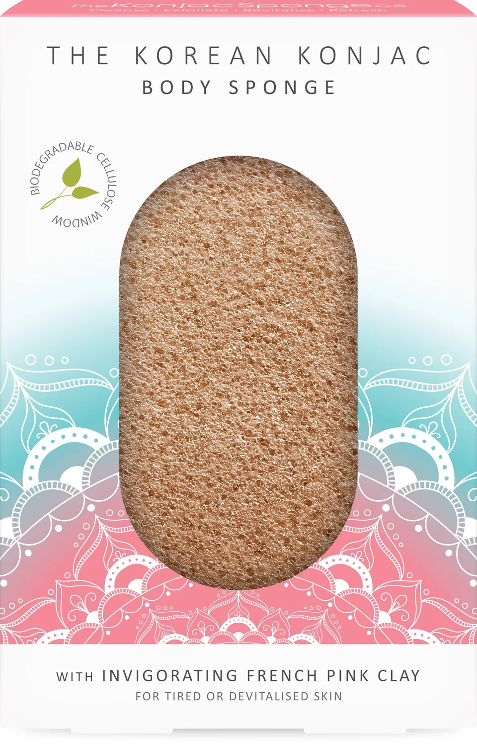 konjac-sponge-company-mandala-pink-clay-ponge-corps-sensible image 1