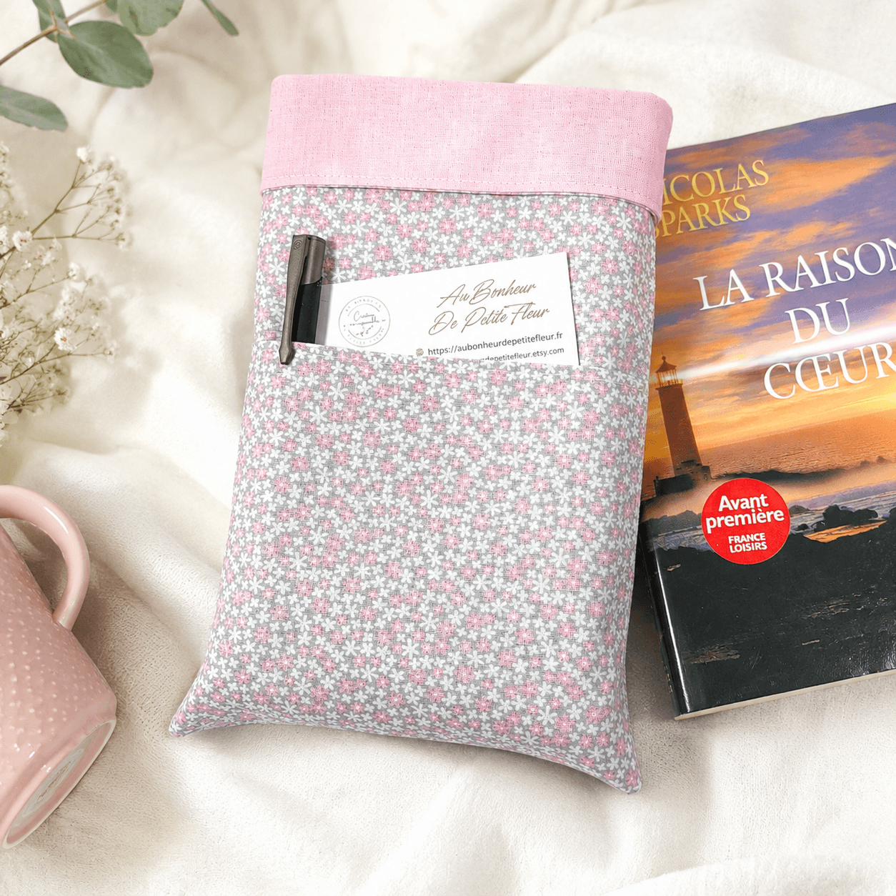 au-bonheur-de-petite-fleur-pochette-livre-poche-rose-mille-fleurs-coton image 1