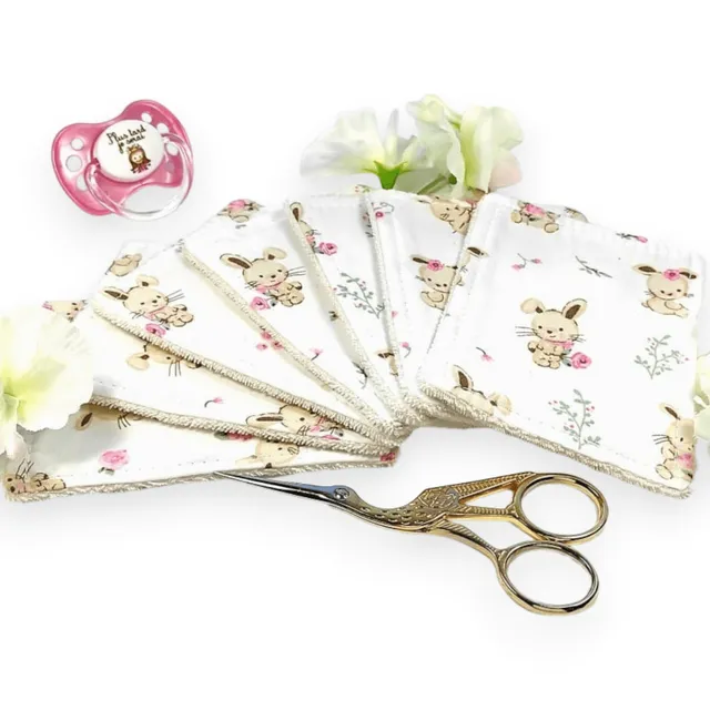 au-bonheur-de-petite-fleur-lingettes-b-b-coton-bio-lot-7-adorable-lapin image 1
