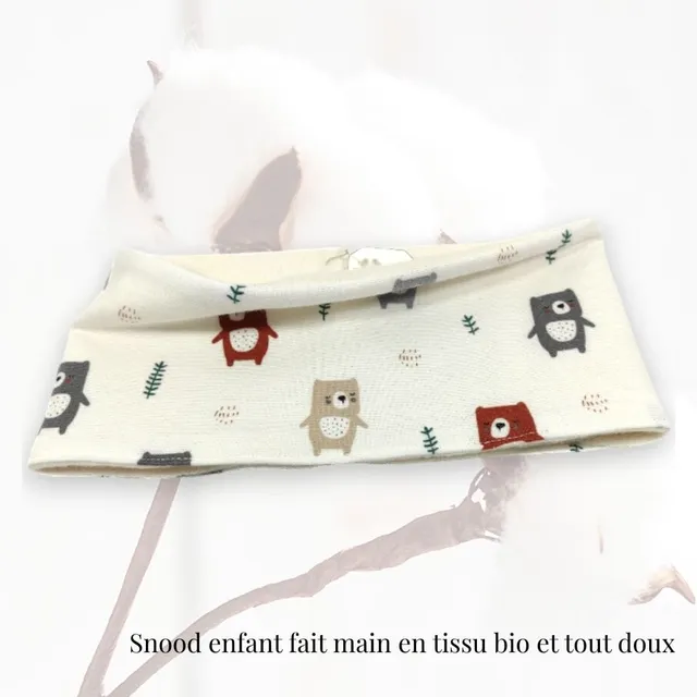 au-bonheur-de-petite-fleur-snood-enfant-bio-ours-18-24-mois image 1