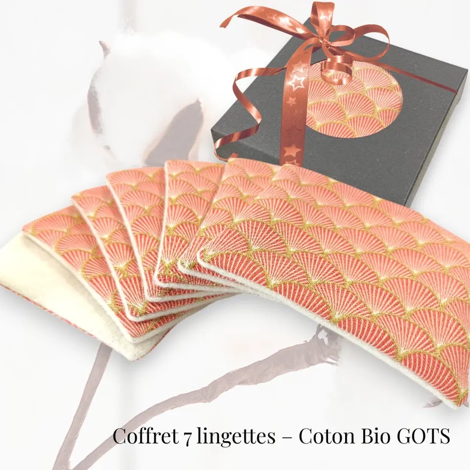 au-bonheur-de-petite-fleur-lingettes-lavables-ventail-orange-x7-coton-bio image 1