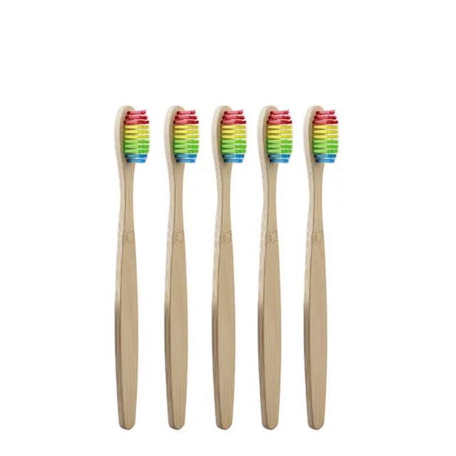 hilloo-brosses-dents-bambou-arc-en-ciel-enfant-5-pcs-souple image 1