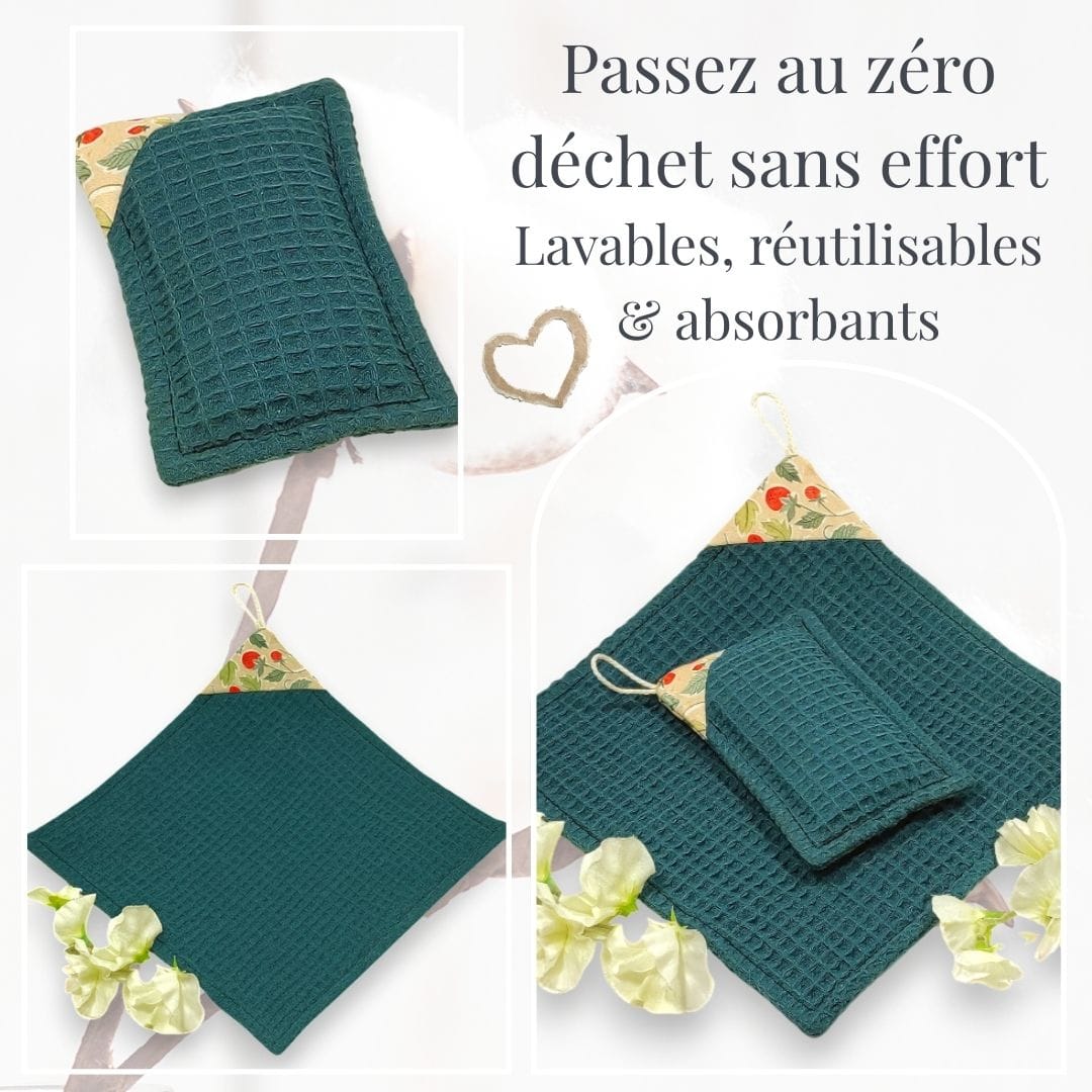 au-bonheur-de-petite-fleur-essuie-tout-lavable-vert-canard-ponge image 7