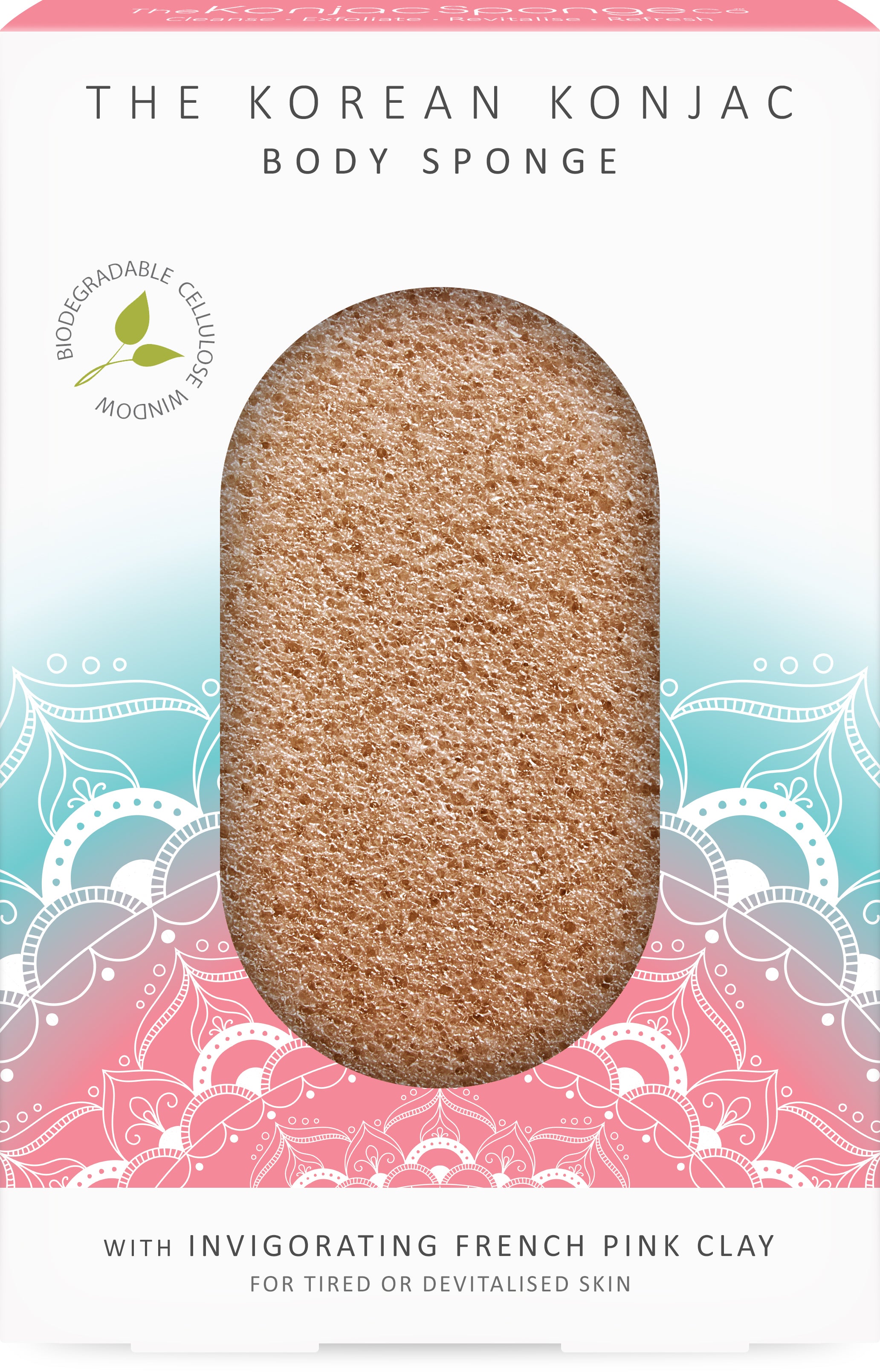 konjac-sponge-company-mandala-pink-clay-ponge-corps-sensible image 1