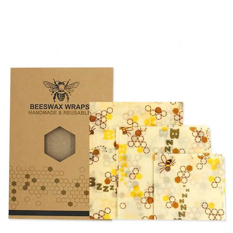 hilloo-emballage-cire-d-abeille-abeille-lot-3-lavable image 1