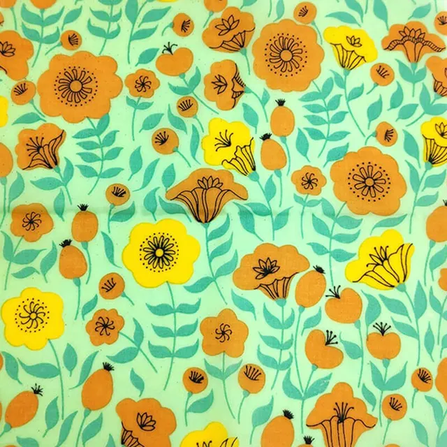 hilloo-emballage-cire-d-abeille-fleurs-oranges-x3-bee-wrap-coton image 1