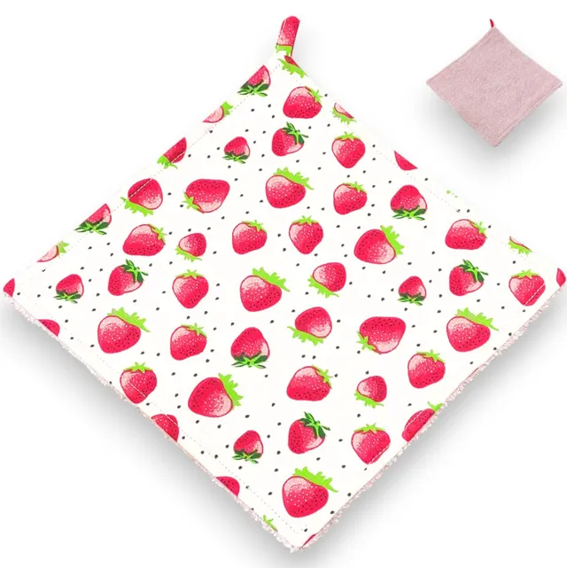 au-bonheur-de-petite-fleur-essuie-tout-fraises-22x22-cm-coton-bio image 1