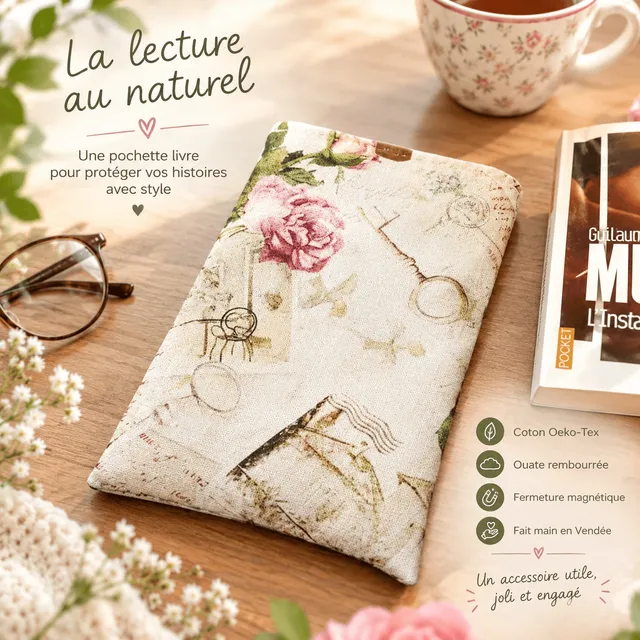 au-bonheur-de-petite-fleur-pochette-livre-vintage-poche-matelass-e image 1