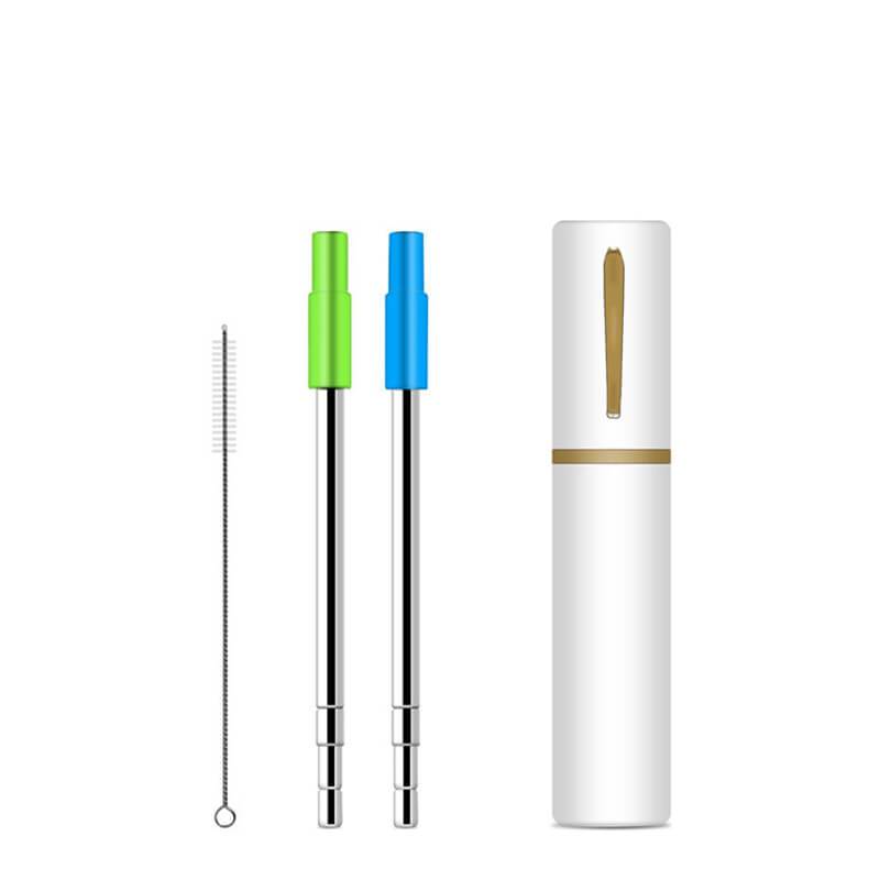 hilloo-pailles-inox-r-tractable-vert-bleu-lot-2-tui-goupillon image 1