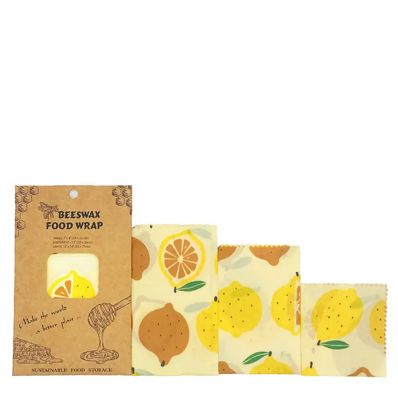 hilloo-emballage-cire-d-abeille-citron-jaune-bee-wrap-lot-de-3 image 1