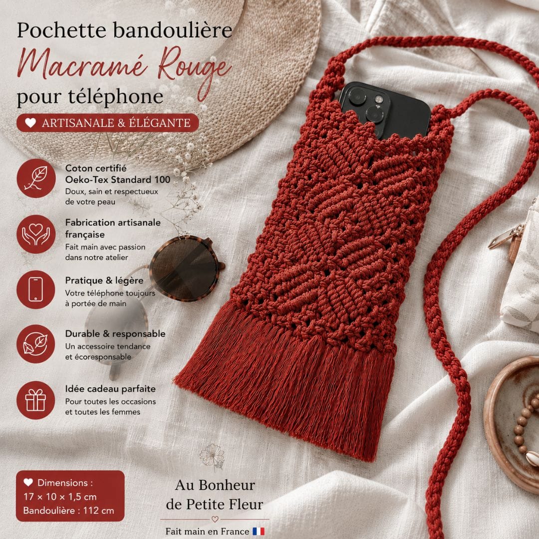 au-bonheur-de-petite-fleur-pochette-t-l-phone-macram-rouge-bandouli-re image 2