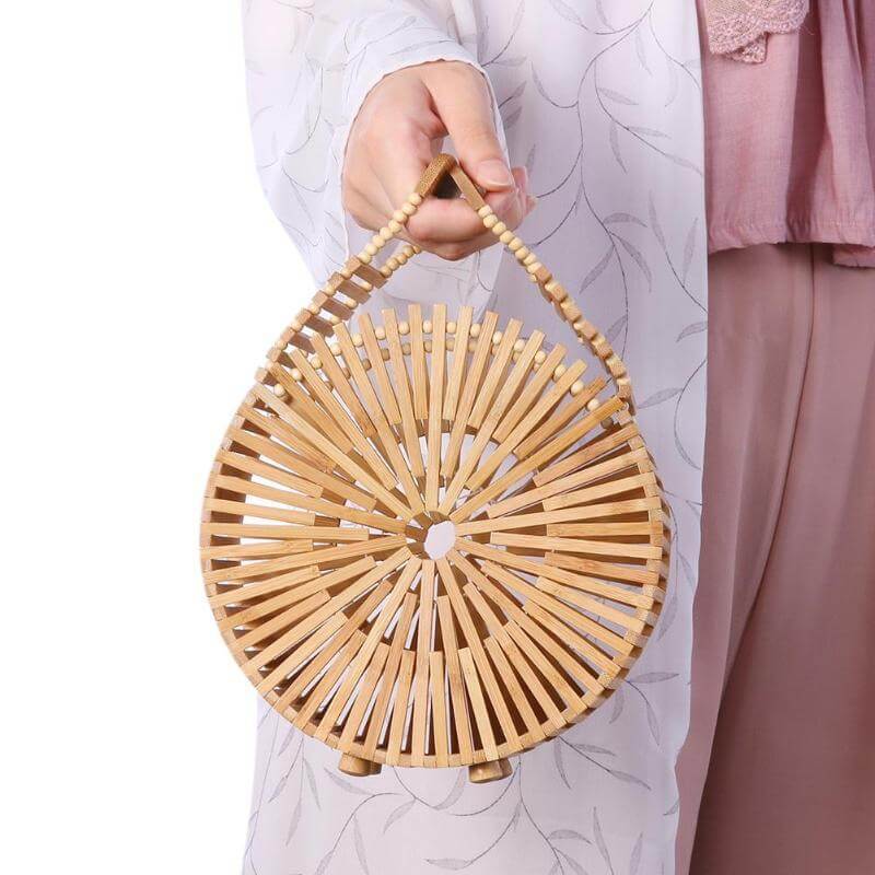 hilloo-sac-bambou-poign-es-longues-naturel-rond image 4
