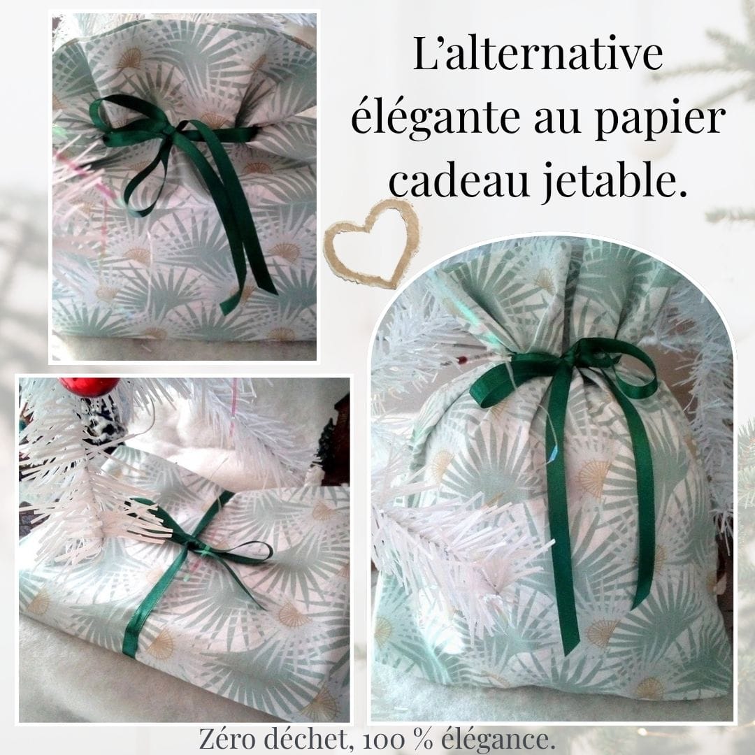 au-bonheur-de-petite-fleur-pochette-cadeau-tissu-vert-dor-r-utilisable image 4