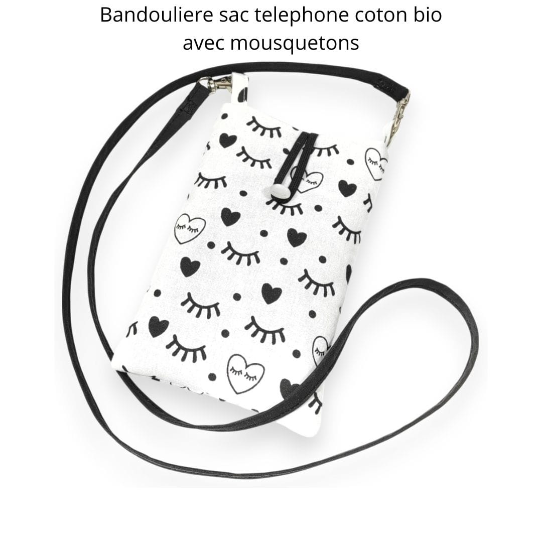 au-bonheur-de-petite-fleur-sac-t-l-phone-coton-bio-noir-blanc-bandouli-re image 5