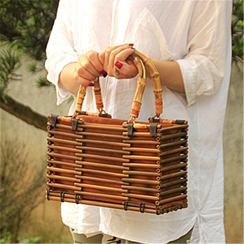 hilloo-sacs-bambou-vintage-sac-bambou-marron-fait-main image 6