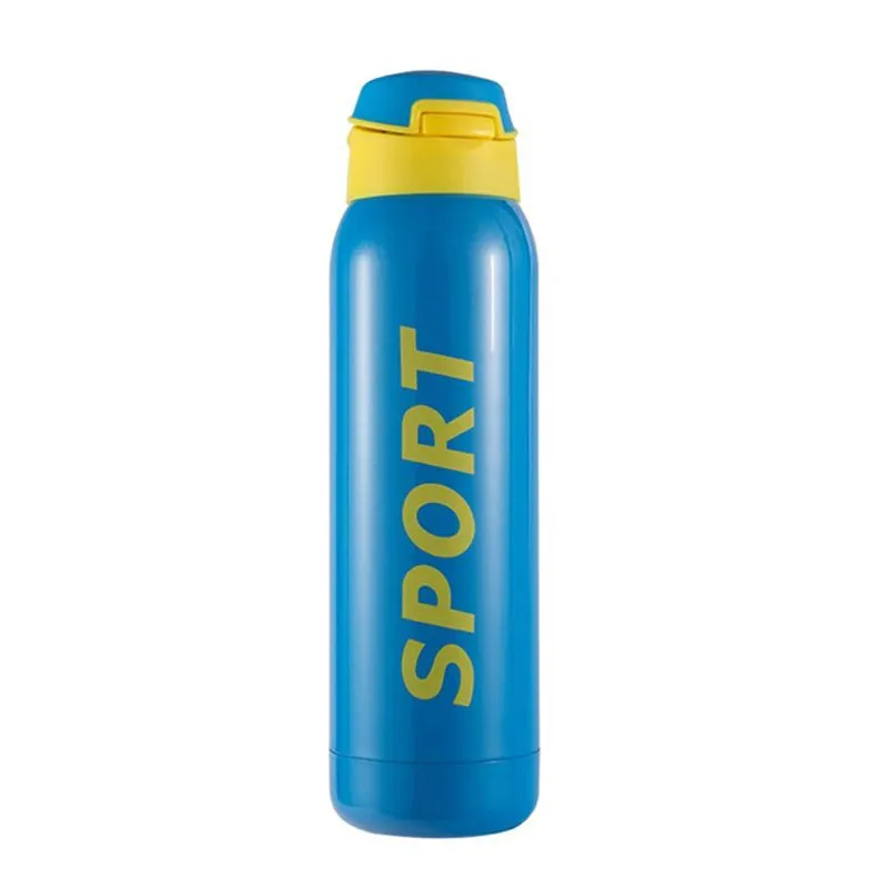 hilloo-sport-gourde-inox-isotherme-bleu-jaune-500-ml image 1