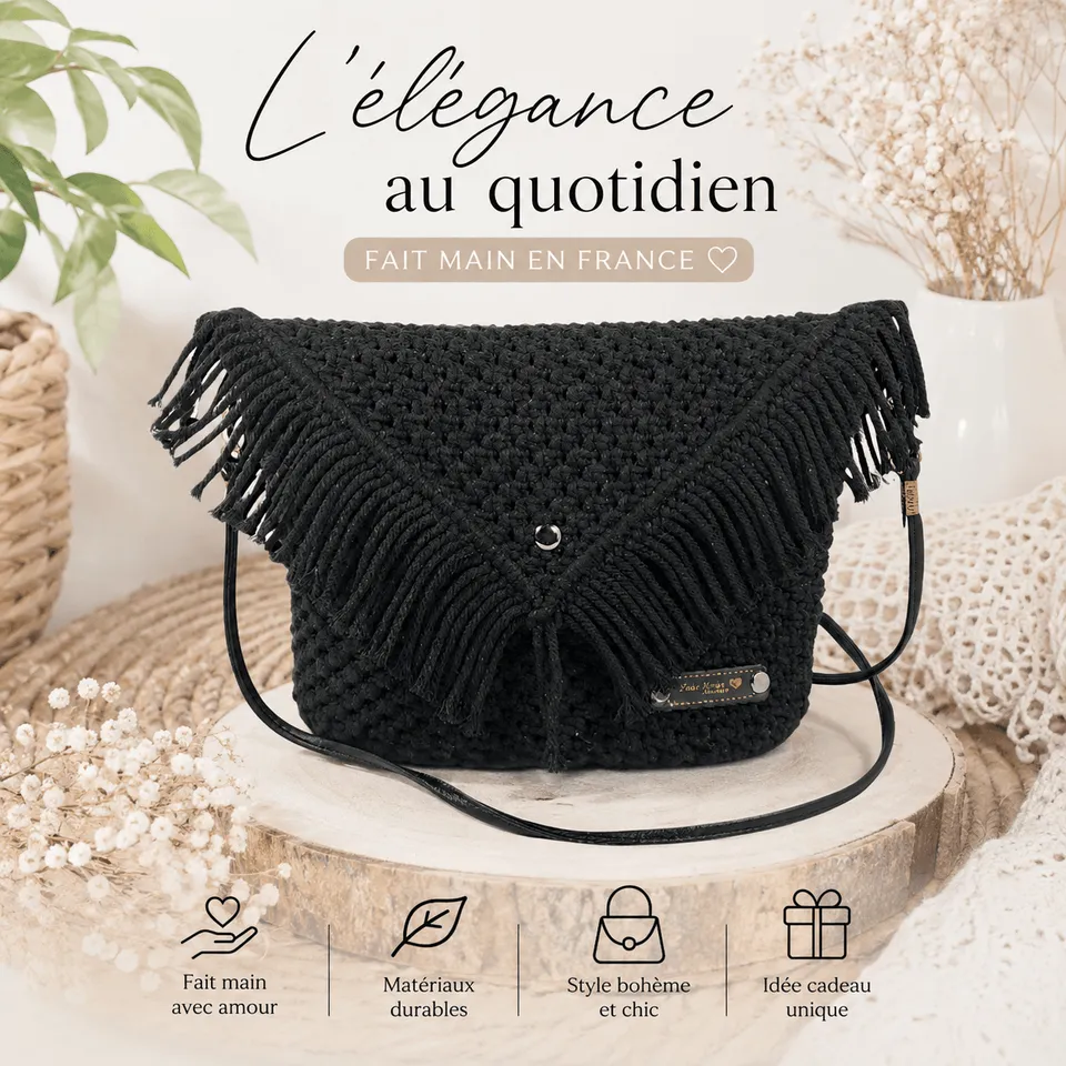 au-bonheur-de-petite-fleur-sac-bandouli-re-macram-noir-boh-me-fait-main image 1