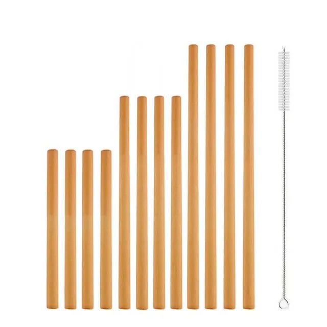 hilloo-pailles-bambou-paille-r-utilisable-jaune-lot-12-biod-gradable image 1