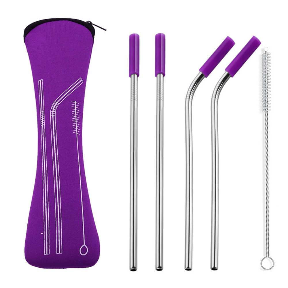 hilloo-pailles-inox-embout-silicone-paille-couleur-lot-de-4-tui image 2