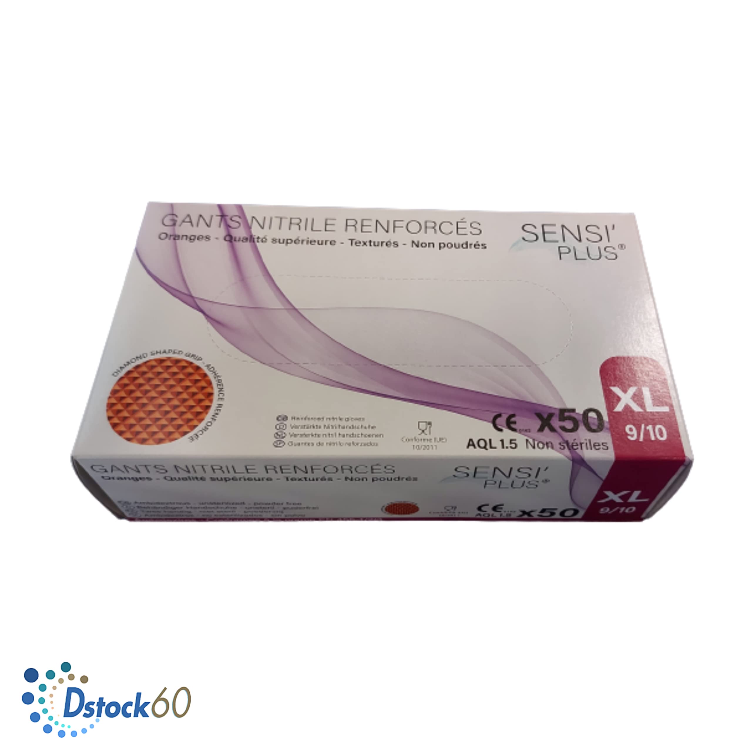 dstock60-sensi-plus-gants-nitrile-orange-xl-texture-diamant-50 image 3