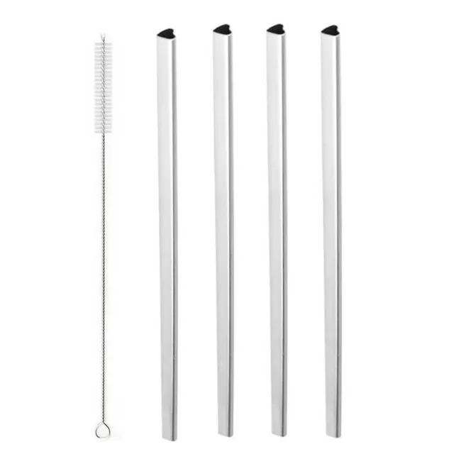 hilloo-paille-inox-forme-c-ur-argent-lot-4-pi-ces image 1