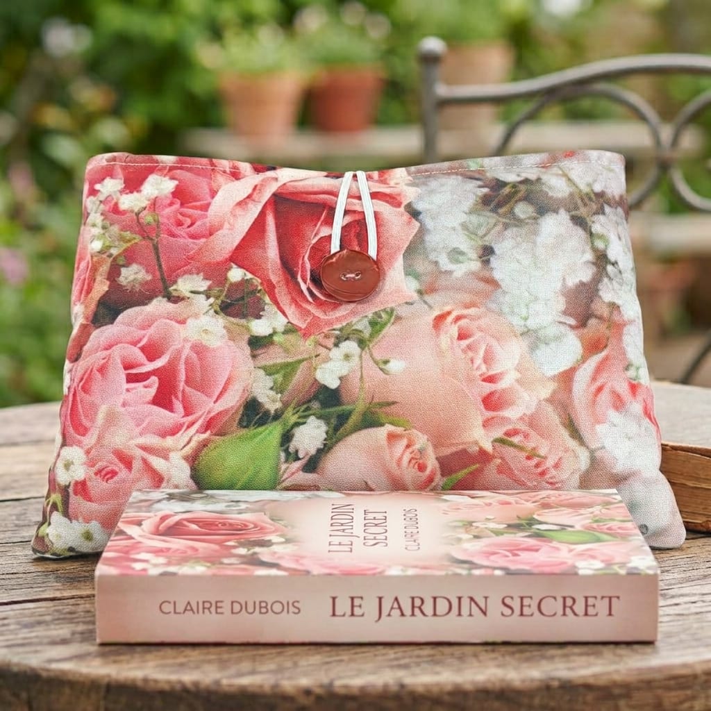au-bonheur-de-petite-fleur-pochette-livre-poche-roses-oeko-tex-rembourr-e image 1