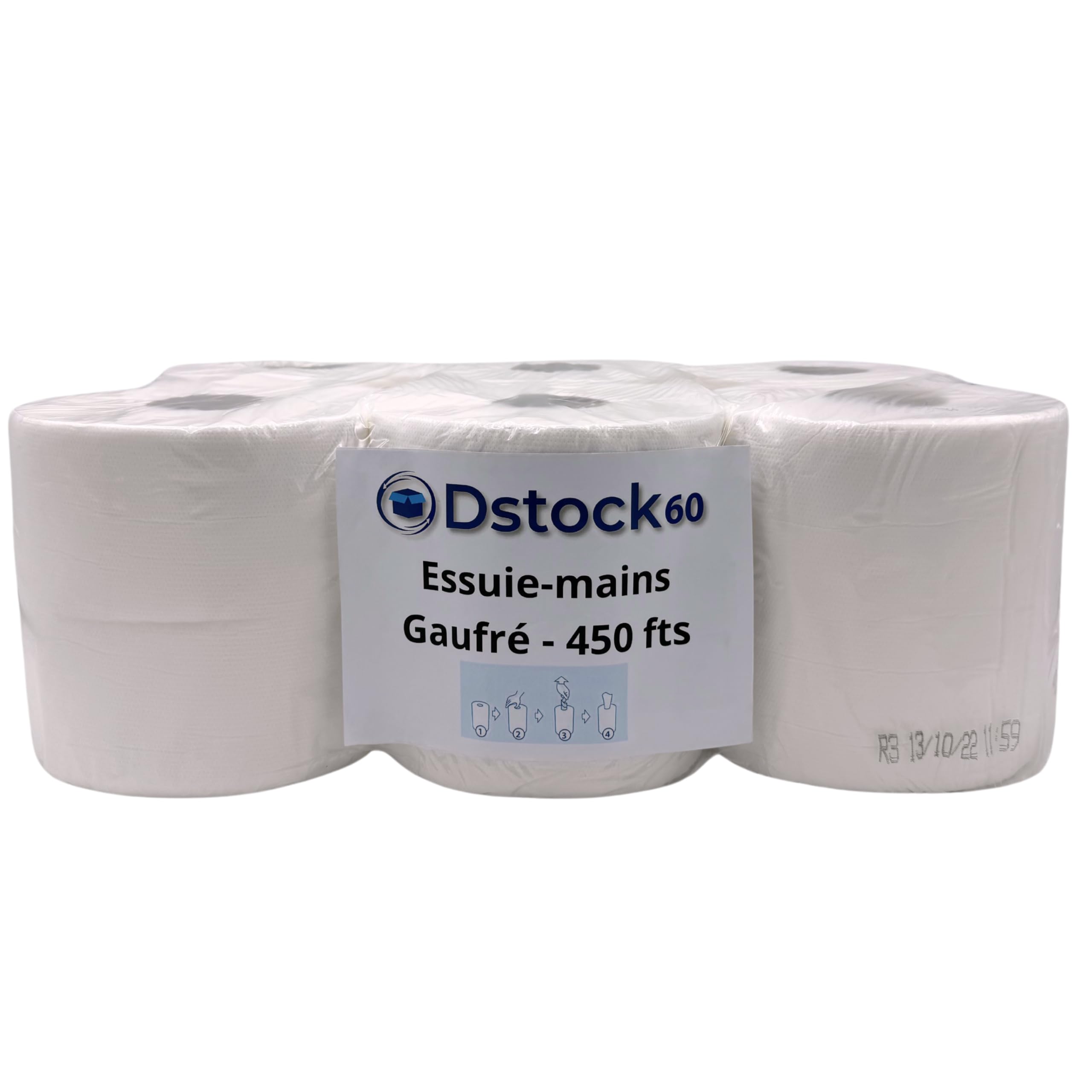 dstock60-essuie-mains-gaufr-blanc-essuie-tout-450-feuilles-x6 image 1