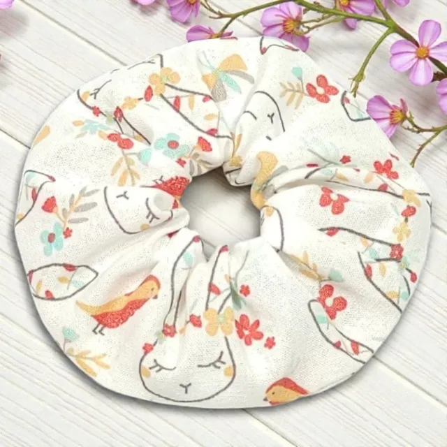 au-bonheur-de-petite-fleur-chouchou-enfant-coton-orange-lapins-fleurs image 1