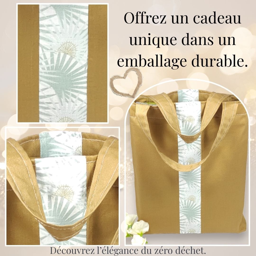 au-bonheur-de-petite-fleur-pochette-cadeau-tissu-vert-dor-r-utilisable image 3