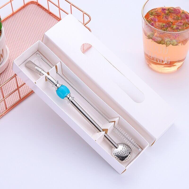 hilloo-paille-inox-avec-filtre-rose-16-5cm-r-utilisable image 2