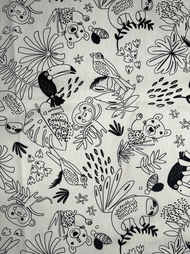 jane-couture-coloriage-paresseux-tissu-coton-150-cm-oekotex image 1